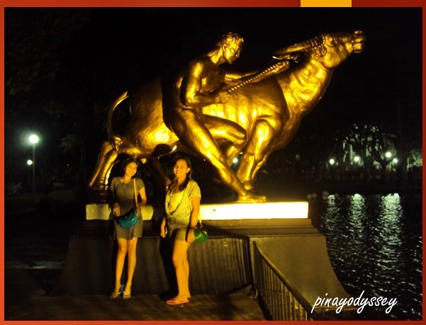 The golden carabao and farmer statue