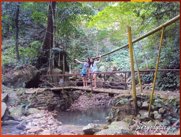 Crossing a wooden bridge