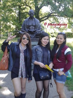 Me and my travel buddies, with Mahatma Ghandi in the background