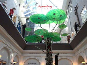 Modern art installation in the atrium lobby of the museum