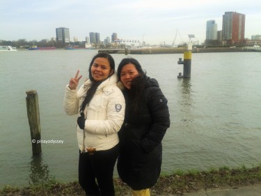 Me and my aunt posing by the River Maas/Meuse