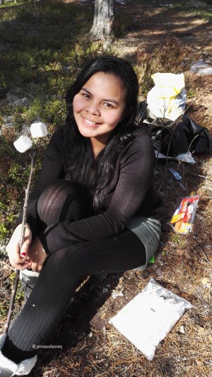 Grilling marshmallows and sausages