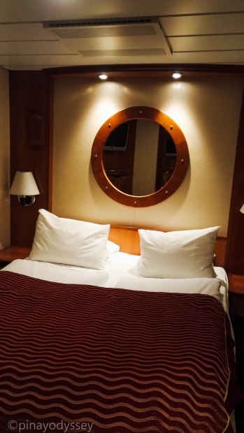 Inside cabin with double bed